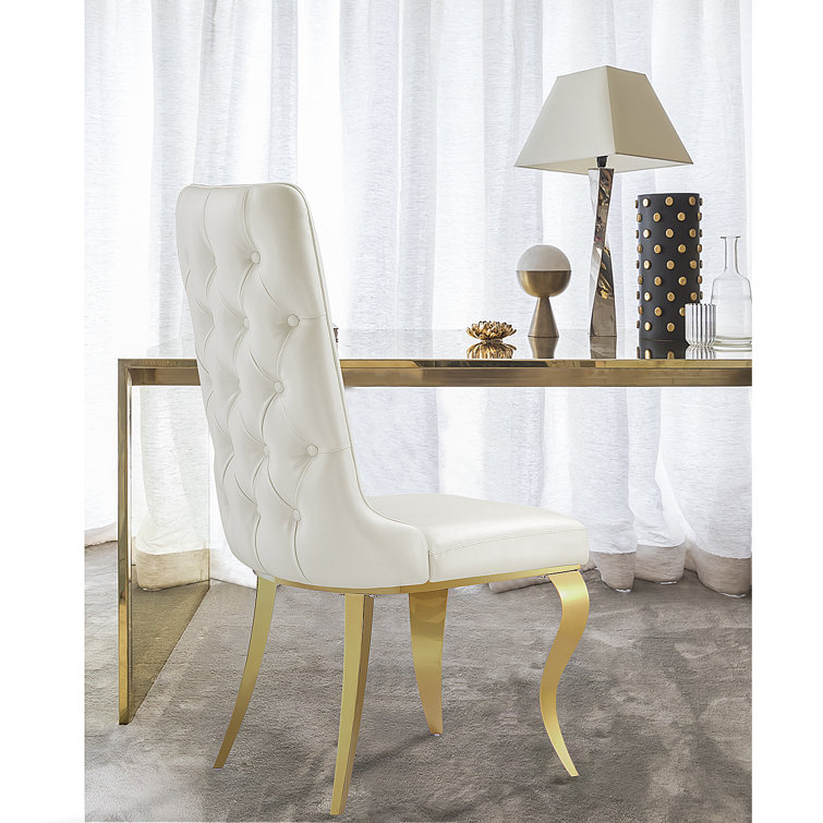 Leather white best sale dining chairs